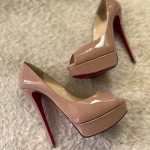 Christian Louboutin’s Lady peep 150 patent calf, size 39.5